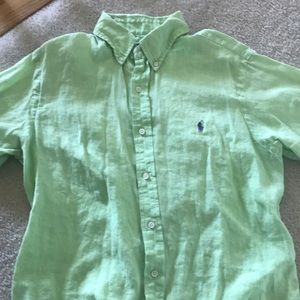 Polo short sleeve linen shirt